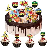 Topper Cupcake de Ninja, 24 Piezas Ninja decoración para tartas,
