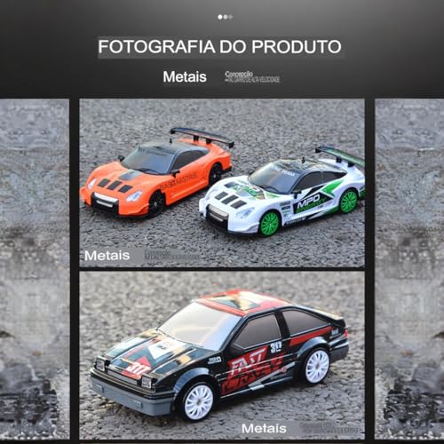 Carro Carrinho Controle Remoto Drift 4x4 Rodas Extras, Cones - Bateria Recarregável Brinquedo