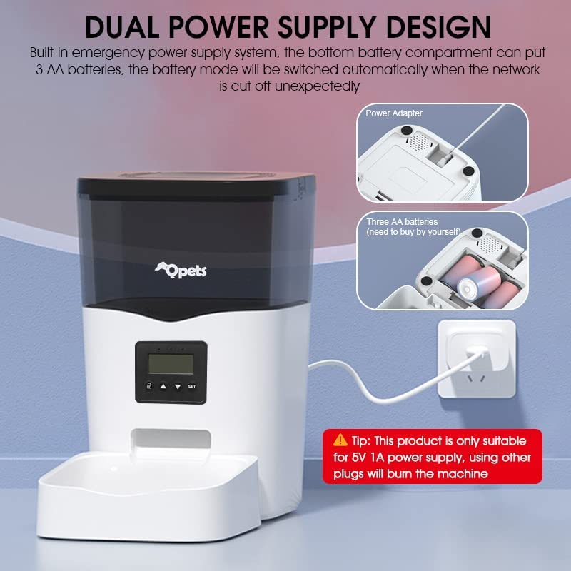Qpets Automatic Cat Feeder 3L Food Dispenser Timer 1-4 Meals Dual Power 4