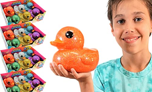 JA-RU Giant Glitter Rubber Ducks Metallic Colors 7" 4346-24s