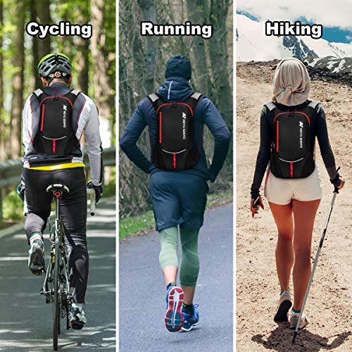 NEVO Rhino Hydration Backpack Pack with 3l/2l Water Bladder for Hiking Running Cycling Climbing Skiing,Insulated, Big Waist Bags (Black Nylon with EVA 2l Bladder, 2 Lite EVA Bladder)