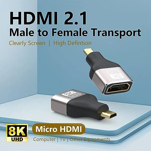 Image of 8K Micro HDMI Male to HDMI Female Adapter Converter Connector for Sony A6000, Raspberry Pi 4, GoPro Hero 7 and Other Sport Camera (Adapter)