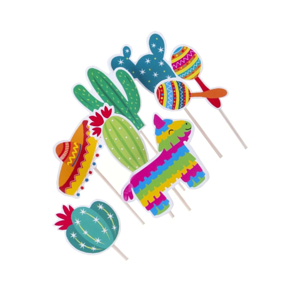 ibasenice 28pcs cupcakes cactus decor fruit cakes cupcake toppers cake Bamboo Toothpicks Mexican party cake ornament cake insert decor party cake insert decorations decorate food brim hat