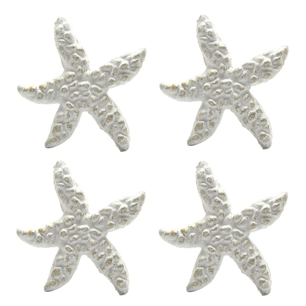 Retro Cast Iron Drawer Pulls Handles for Dresser Cupboard Wardrobe Cabinet Kitchen Drawer Handle Beach Ocean Theme Starfish Knobs 4 Pack