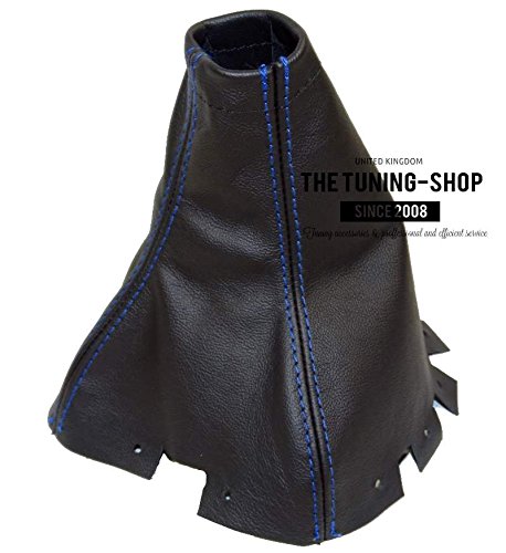 The Tuning-Shop for Subaru Forester 2008-13 Shift Boot Black Genuine Leather Blue Stitching