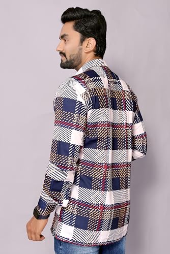 Image of GURIK Men's Cotton Box Checkered Slim Fit Casual Shirt with Chest Pocket, Full Sleeve Shirt for Formal & Casual Wear