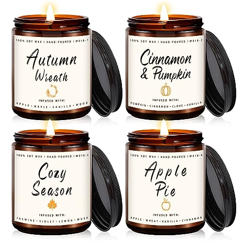 Fall Candle Set | Fall Scented Candles for Home, Scented Candles for Autumn Wreath/Pumpkin Spice/Cozy Season/Apple Pie/ – Scented Candle Set, Fall Gift for Women