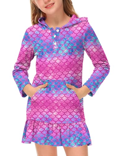 Image of BesserBay Girl's Ruffle Bathrobe Beach Button Down Hooded Terry Cover Ups 3-14 Years