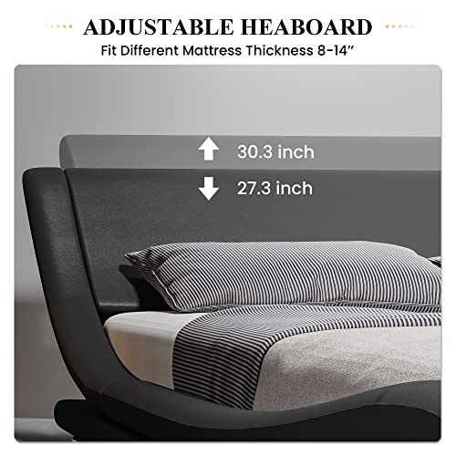 SHA-CERLIN-King-Size-Upholstered-Bed-Frame-Deluxe-Low-Profile-Sleigh-Bed-with-Faux-Leather-Ergonomics-Headboard-No-Box-Spring-Needed-Easy-Assembly-Black