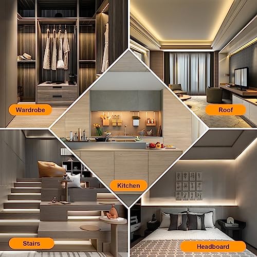 Image of White LED Strip Light Waterproof LED Light Strip AC 110-130V 5 Meter LED Tape Light 16.4 Foot 120 LEDs /M Flexible Adhesive Strip Lighting 4000K for Under Cabinet Outdoor Indoor