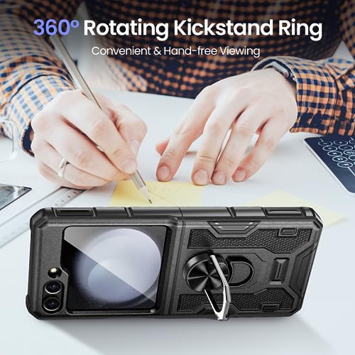Image of VEGO for Z Flip 5 Case, Samsung Flip 5 Case with Rotate Ring Stand,Black
