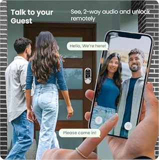 Lockly Vision Smart Lock, HD Video Doorbell Smart Locks for Front Door, Fingerprint Door Lock, Touchscreen Keypad, App Control, No Monthly Fee, Auto Lock