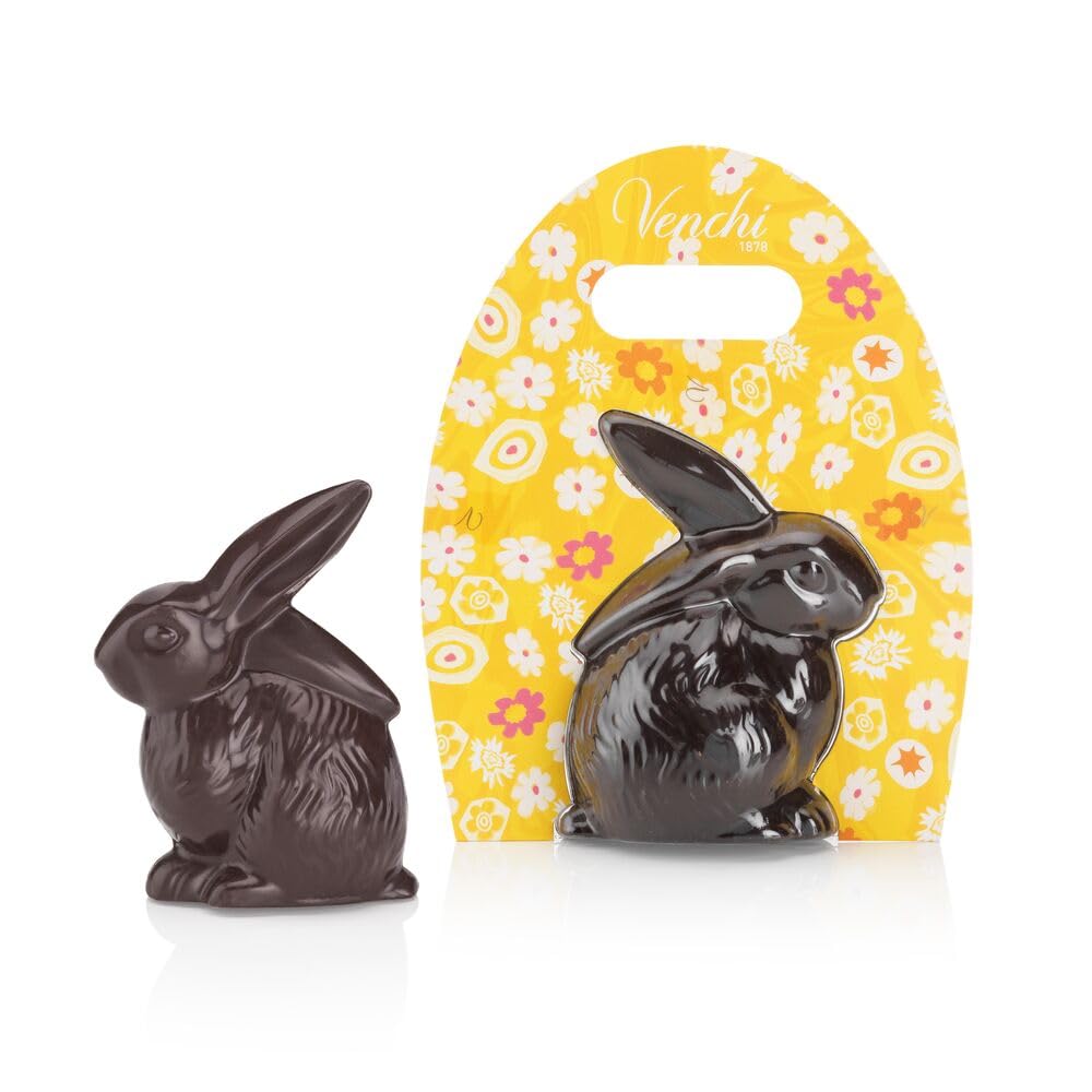 Venchi - Conejo de Chocolate Negro 60%, Sin Gluten, Vegano, 100 gr, Colección Pascua, Idea Regalo