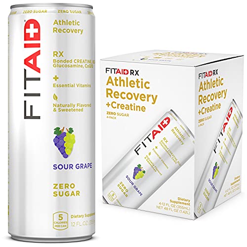 Image of FITAID RX ZERO Recovery Blend, 5 Calories, Keto-Friendly, Paleo, Vegan, Number 1 Post-Workout Recovery Drink, Creatine, BCAAs, Glucosamine, 12-oz. Cans (Pack of 4)