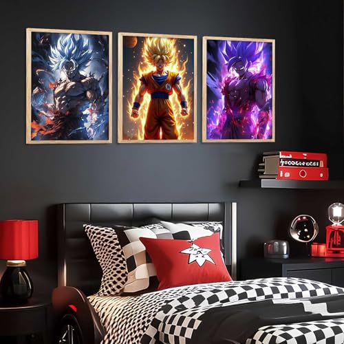 Image of walllane Japanese Anime Framed Posters for Living Room Bedroom Gaming Room Studio | Japanese Anime Characters Aesthetic Poster with Frame Wall Decor Set Of 3 (19 X 25 inch)
