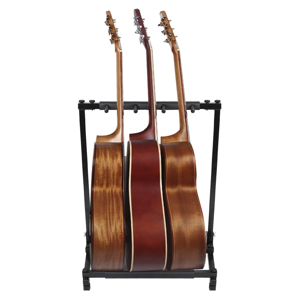 Ktaxon 3/5/9 Faltbarer Mehrere Gitarrenständer Display Ständer Gitarre & Bass & Banjo Halter für Band, Studio, Zuhause (3 Gitarrenständer)