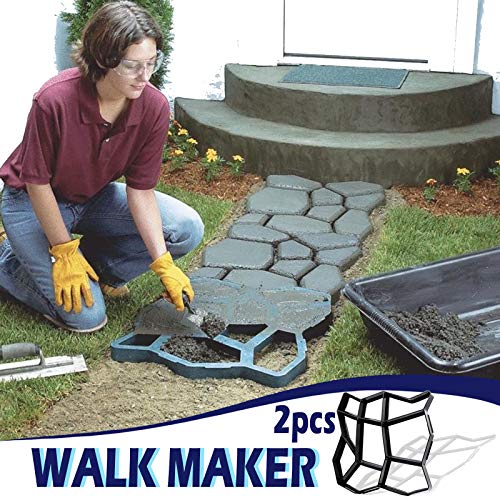 AICTIMO 2Pack Concrete Molds for Walkways, Stepping Stone Molds for Garden Path Reusable Walk Maker DIY Patio Pavers for Lawn Yard