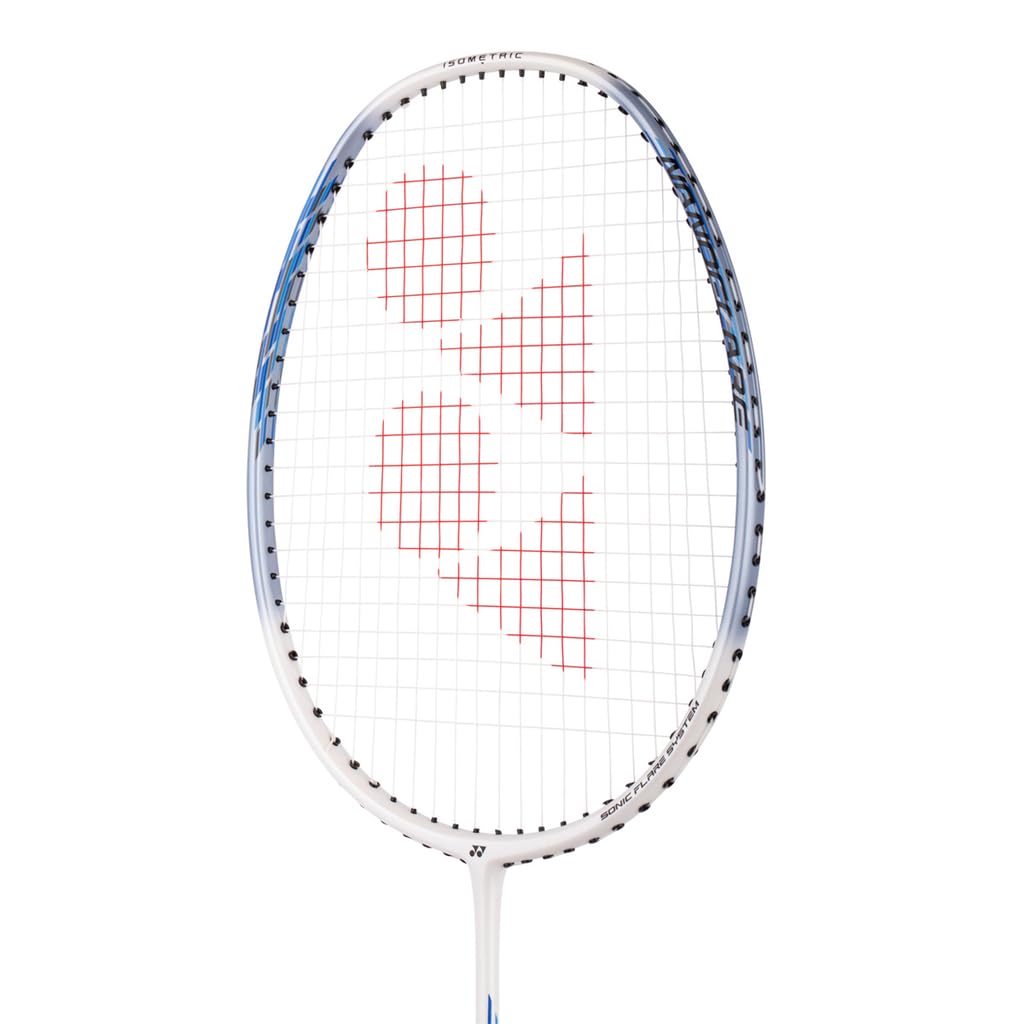 YONEX Nanoflare 001 Clear Badmintonschläger weiss white– leichter Allround Racket für schnelle Schläge & präzise Kontrolle – Graphit Schläger für Einsteiger & Freizeitspieler – Original YONEX Qualität