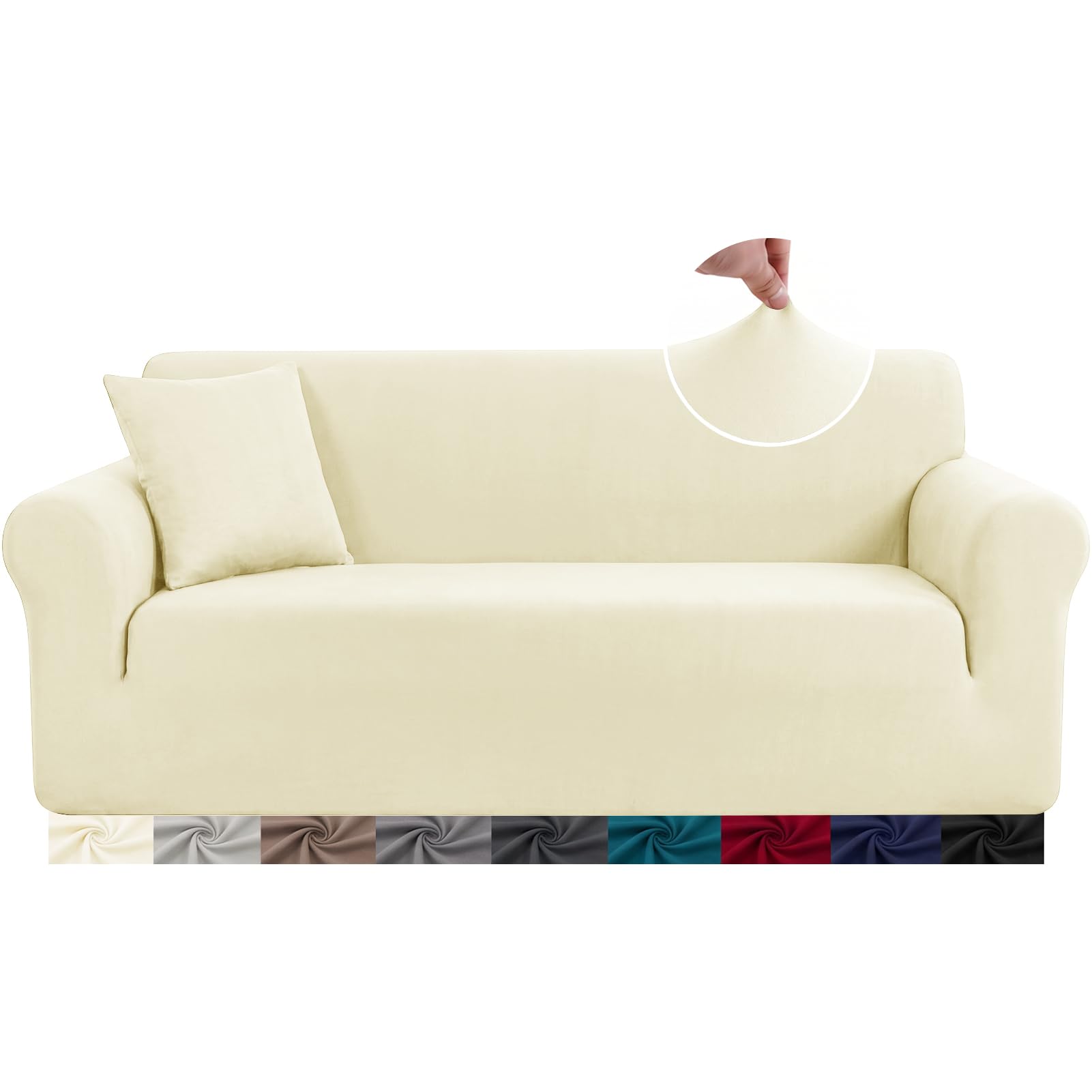 HEYOMART High Stretch Sofa Cover Beige 1 Seater Elastic Couch Slipcover