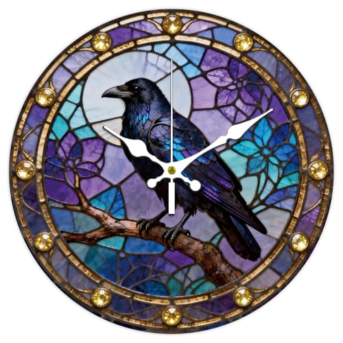 CONCHLERY – Horloge murale gothique de 30,5 cm avec motif de corbeau en croix, silencieuse et sans tic-tac, pour décoration de maison, salon, chambre,...
