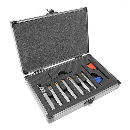 WEN MLA007 Premium 5/16-Inch Nickel-Plated Indexable Carbide-Tipped Metal Lathe Tool Bits, 7-Piece Set with Storage Case