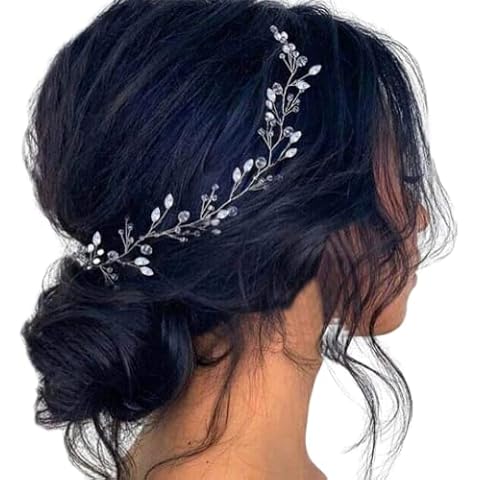 Unicra Braut Hochzeit Haarranbe Silber Kristall Stirnband Braut Strass Kopfschmuck Haarschmuck für Frauen und Mädchen Cover
