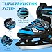 LEVYTEMP Adjustable ice Skates for Kids Boys Girls, 4 Size Triple Protection Beginner Figure Blades with Ankle Support for Outdoor and Rink,Blue