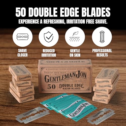 50-Pack Platinum Double Edge Razor Blades - Premium Swedish Stainless Steel Safety Razor Blades - Platinum Coated Blades For Smooth and Comfortable Shaves - Fits Most Safety Razors