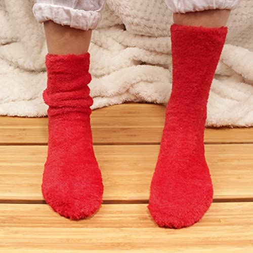 Image of BambooMN Colorful Fuzzy Socks - Assorted Super Soft Warm Microfiber Comfy Home Socks - Value Pack