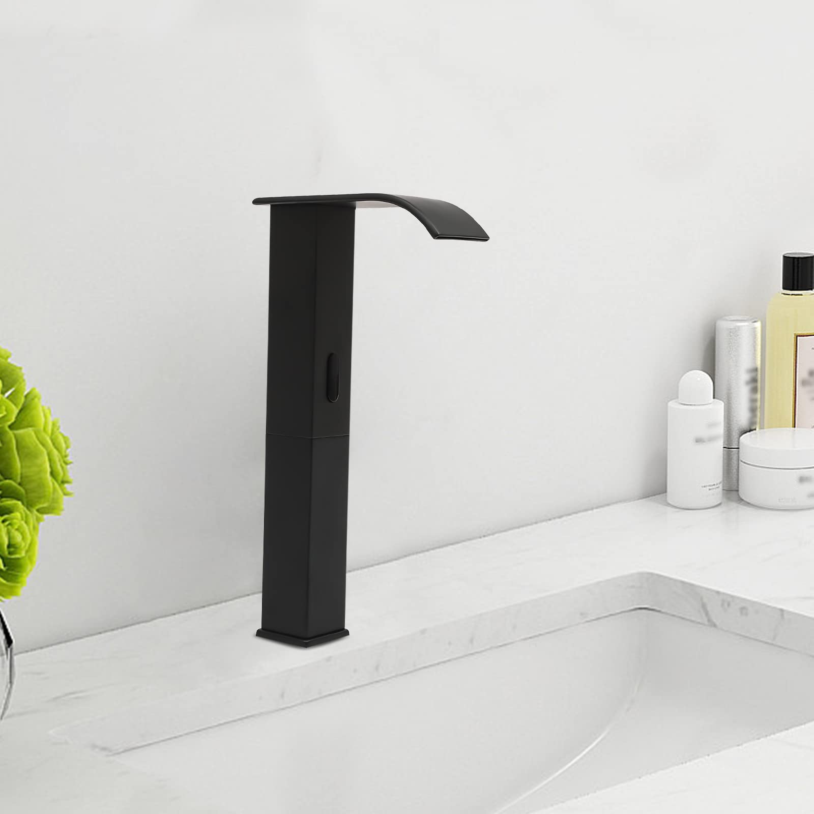 Miscelatore per lavabo, con sensore a infrarossi, miscelatore monocomando, rubinetto automatico del sensore per casa, ristorante, centro commerciale (nero)
