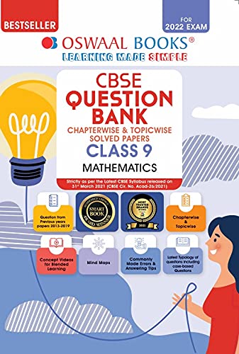 Image of Oswaal CBSE Question Bank Class 9 Mathematics Book Chapterwise & Topicwise Includes Objective Types & MCQ's (For 2022 Exam)