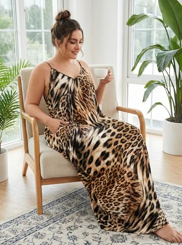 Image of SUZONANA Women Plus Size Summer Maxi Dress Spaghetti Strap Loose Sundress