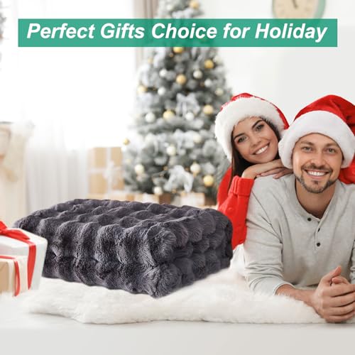 GKXLH Soft Fluffy Blanket - Fuzzy Throw Blanket for Couch, Plush Rabbit Faux Fur Blanket, Cute Cozy Blankets for Women, Warm Thick Big Bubble Blankets for Bed Sofa Bedroom Living Room - 90"x98" Queen - Cosy Home Interiors GKXLH Soft Fluffy Blanket - Fuzzy Throw Blanket for Couch, Plush Rabbit Faux Fur Blanket, Cute Cozy Blankets for Women, Warm Thick Big Bubble Blankets for Bed Sofa Bedroom Living Room - 90"x98" Queen - Image 2