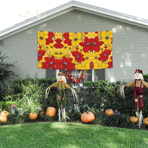 MINDBBDFJ Pretty Poppy Flowers Print Banners And Signs For Outdoor/Indoor,Personalized Banner Customizable Parties Halloween Banner (180x90cm)3