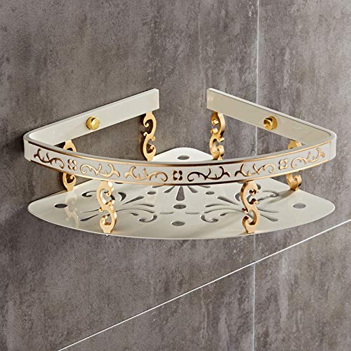 XYIANG Multifunctional Shower Shelf Rack Corner Shower Caddy Bathroom Shelves Aluminum Carved Trianglar Wall Mounted Basket Shower Gel