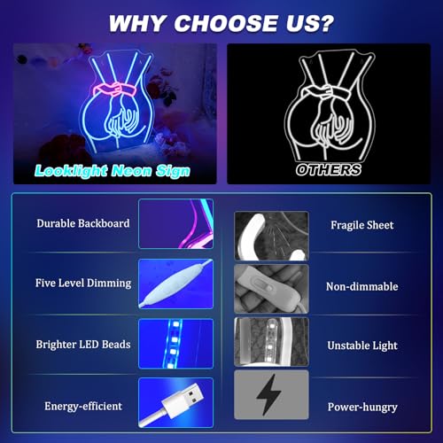 Image of Looklight Lady Neon Sign, Led Light Sign For Wall Decor, Lady Back Neon Light Up Signs USB Powered, Blue Dimmable LED Sign for Bedroom Man Cave Game Room Home Party Art Decor, Bar, Club, Gift