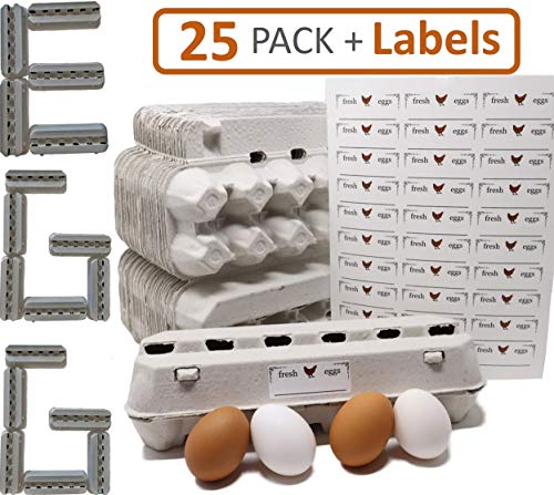 Egg Cartons - 25 Bulk Pack - 30 Bonus Quality Blank Labels of ...