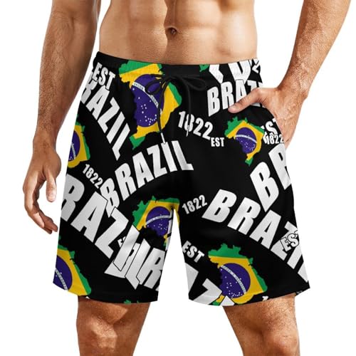 Brazil Flag Brasil Men's Board Shorts Swimsuit Beach Pants Swimwear Bathing Suits
