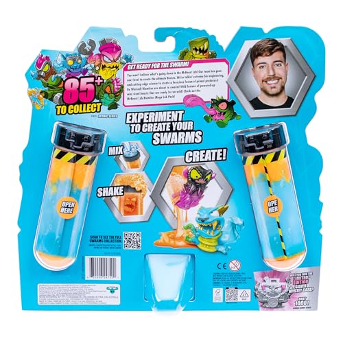 MrBeast Lab Swarms, Atomic-Serie, Mega-Labor-Packung, Experiment, Wasser hinzufügen, Reagenzglas schütteln, 2/12 Mini-Monster-Sammelfiguren (2,5 cm) von MrBeast Swarms enthüllen