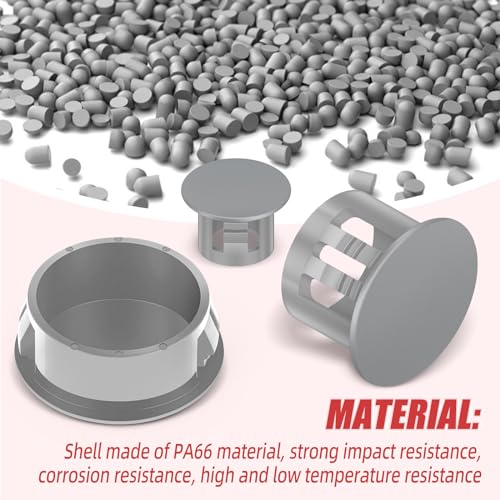 Image of 260PCS Grey Plastic Plugs Hole, Round PA66 Plug Furniture Hole Decorative Cover 8 Size 1 /4 inch 5 /16 inch 3 /8 inch 1 /2 inch 5 /8 inch 3 /4 inch 7 /8 inch 1 inch
