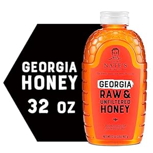 Nate’s Georgia 100% Pure, Raw & Unfiltered Honey, 32 oz. Squeeze Bottle – All-natural Sweetener