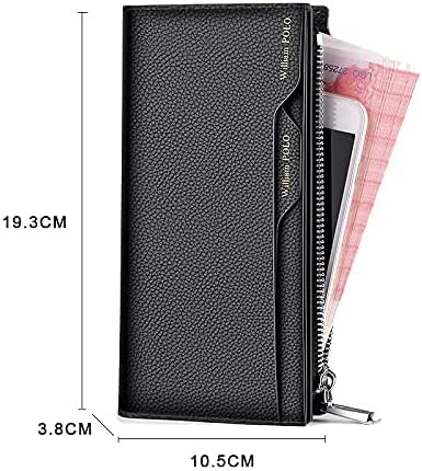Spacious & Functional Luxury Wallets Removable Card Holder Men's Genuine Leather Purses Fashion Men's Strap Leather Phone Credit Card Billfold Clutch Purse2