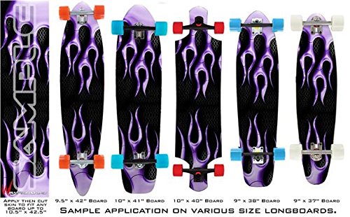 Metal Flames Purple - Decal Style Vinyl Wrap Skin fits Longboard Skateboards up to 10