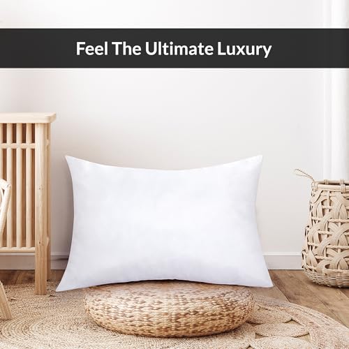 Image of ROYALE LINENS 12 x 20 Pillow Insert - Down Alternative Throw Pillows Insert - Rectangle Pillow Pack of 1 White - Bed & Couch Pillows - Inner Cushion for Bed, Cushion for Living Room - Shams Stuffer