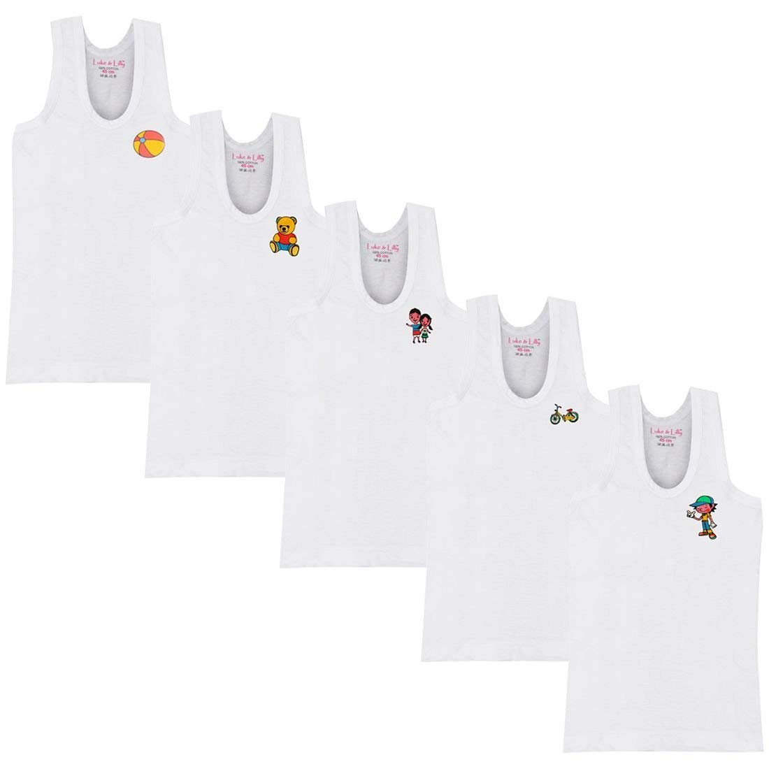 Kids Cotton Vest (Pack of 5) (11-12 Years) White-image-0