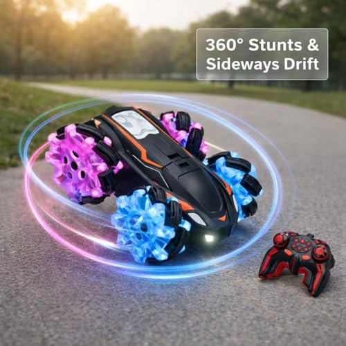 Image of 4x4 RC Rechargeable Remote Control Drift Stunt Car Toy 4WD | 360 Rotating | Dual Sided Climbing | High-Speed Tumbling | 360 Rotation| Remote Control Car for Kids