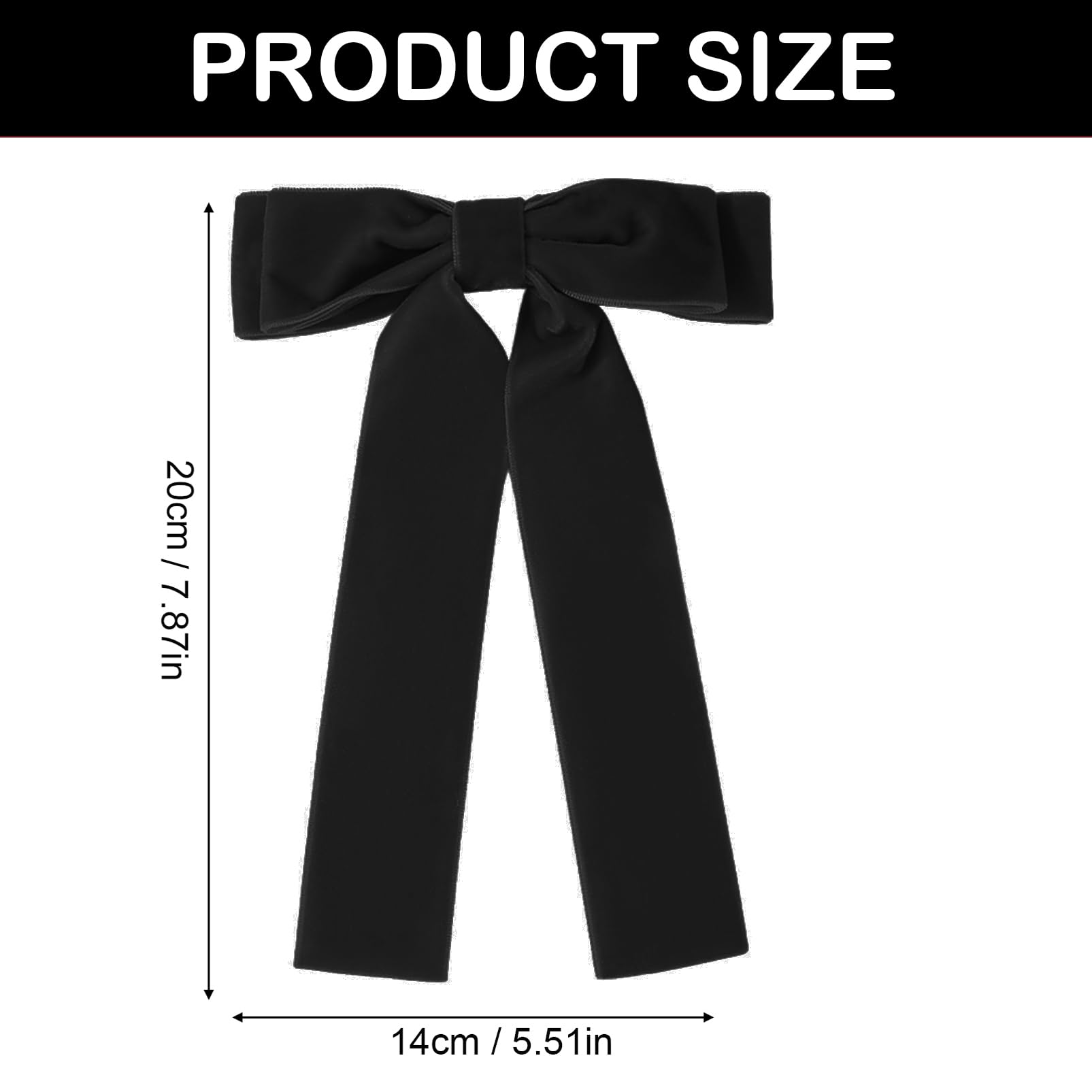 DMQ Black Hair Bows, 2Pcs Black Velvet Big Bows Hair Clips Set - Image 2