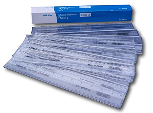 Pack of 10 shatter resistant clear plastic rulers 30cm (12 Inch)