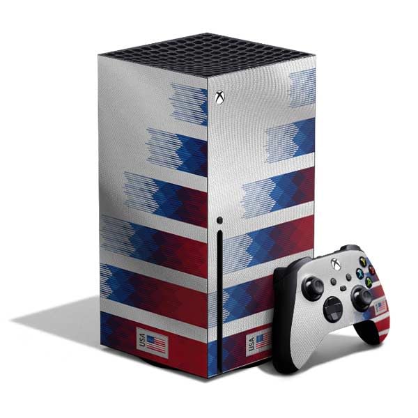 Skinit Decal Gaming Skin Compatible with Xbox Series X Bundle - USA Soccer Flag Design