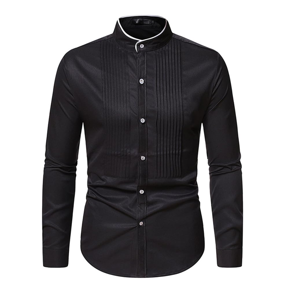 Dninmim Camicie formali da uomo, camicie bianche slim fit a maniche lunghe, top da lavoro aziendali